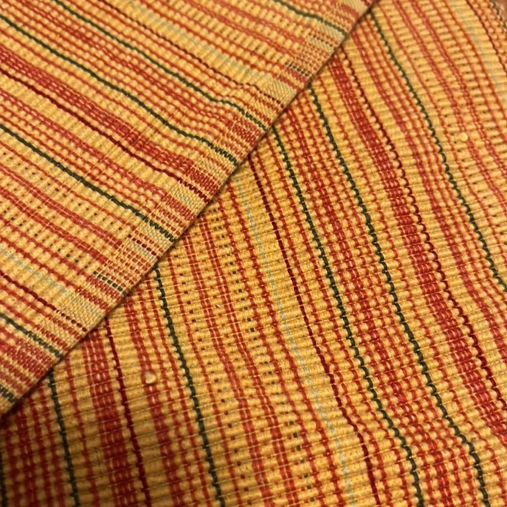 Cotton Place Mats Set of Two Yellow, Green, Orange Stripe